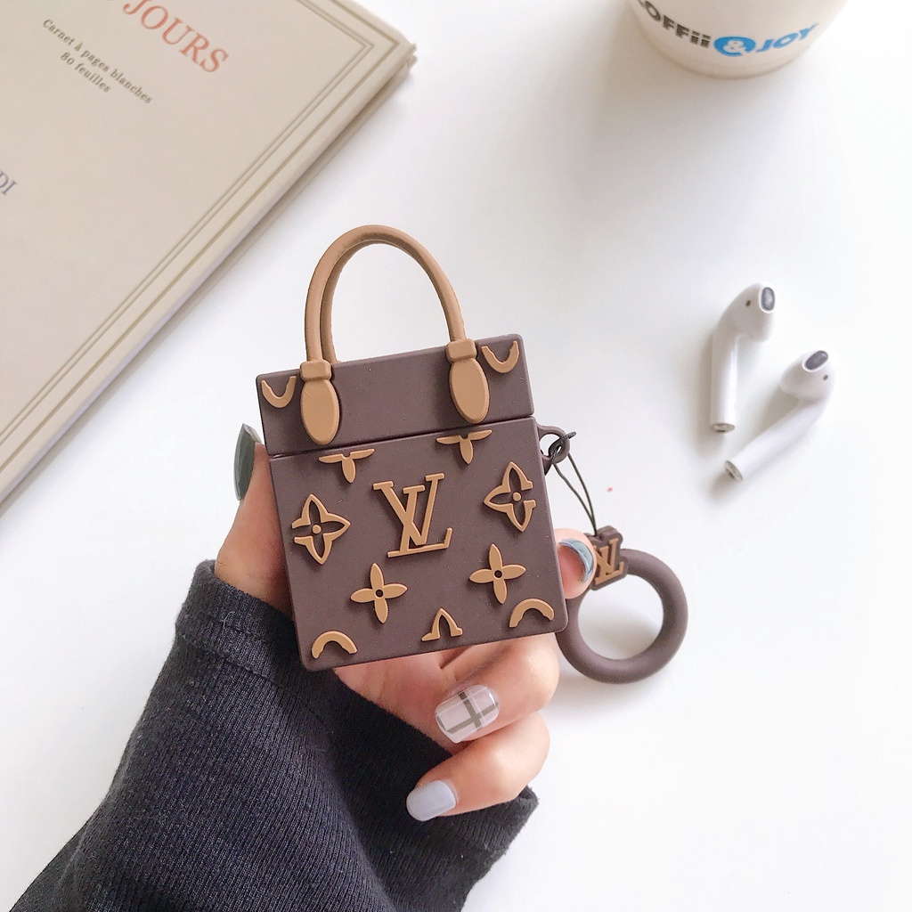 Vỏ Bảo Vệ Hộp Sạc Tai Nghe Airpods 1 / 2 / pro Bằng Silicon Mềm Hình Túi Xách LV Dễ Thương