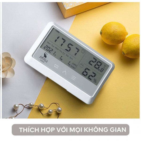 [Hàng chính hãng] Máy nhiệt kế đo nhiệt độ phòng và độ ẩm phòng cho bé (ẩm kế) Moaz Bebe MB016/MB027