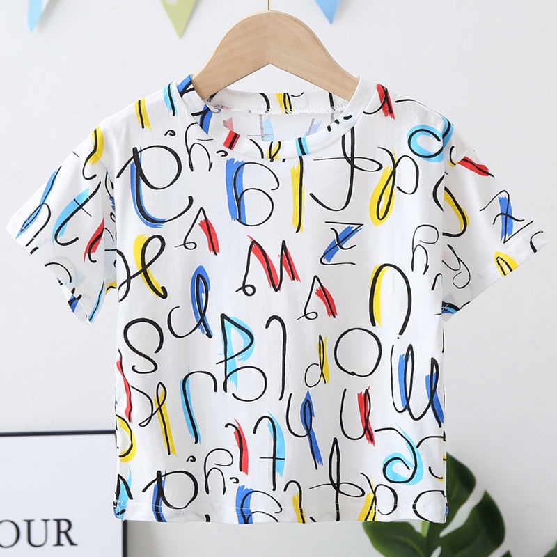 2022❦ Áo Thun NgắN Tay In HọA TiếT Chữ MùA Hè MớI Cho Bé