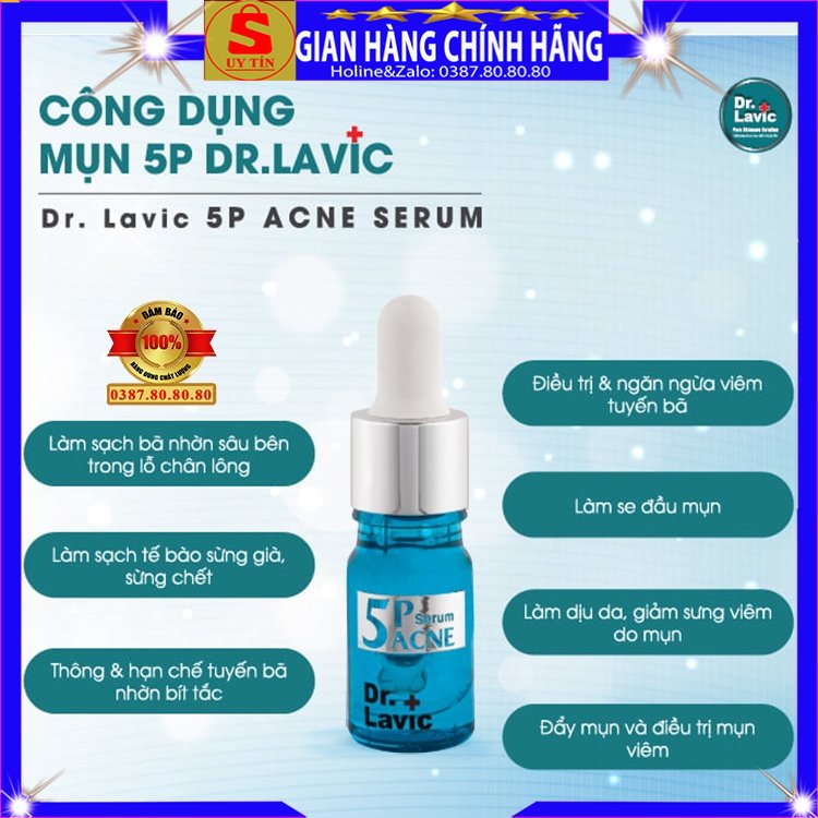 Tinh chất serum chấm mụn thâm trắng da tốt 5P dr.lavic 5k step 2 cho da dầu mụn khô nhạy cảm mụn đầu đen ẩn viêm nam nữ