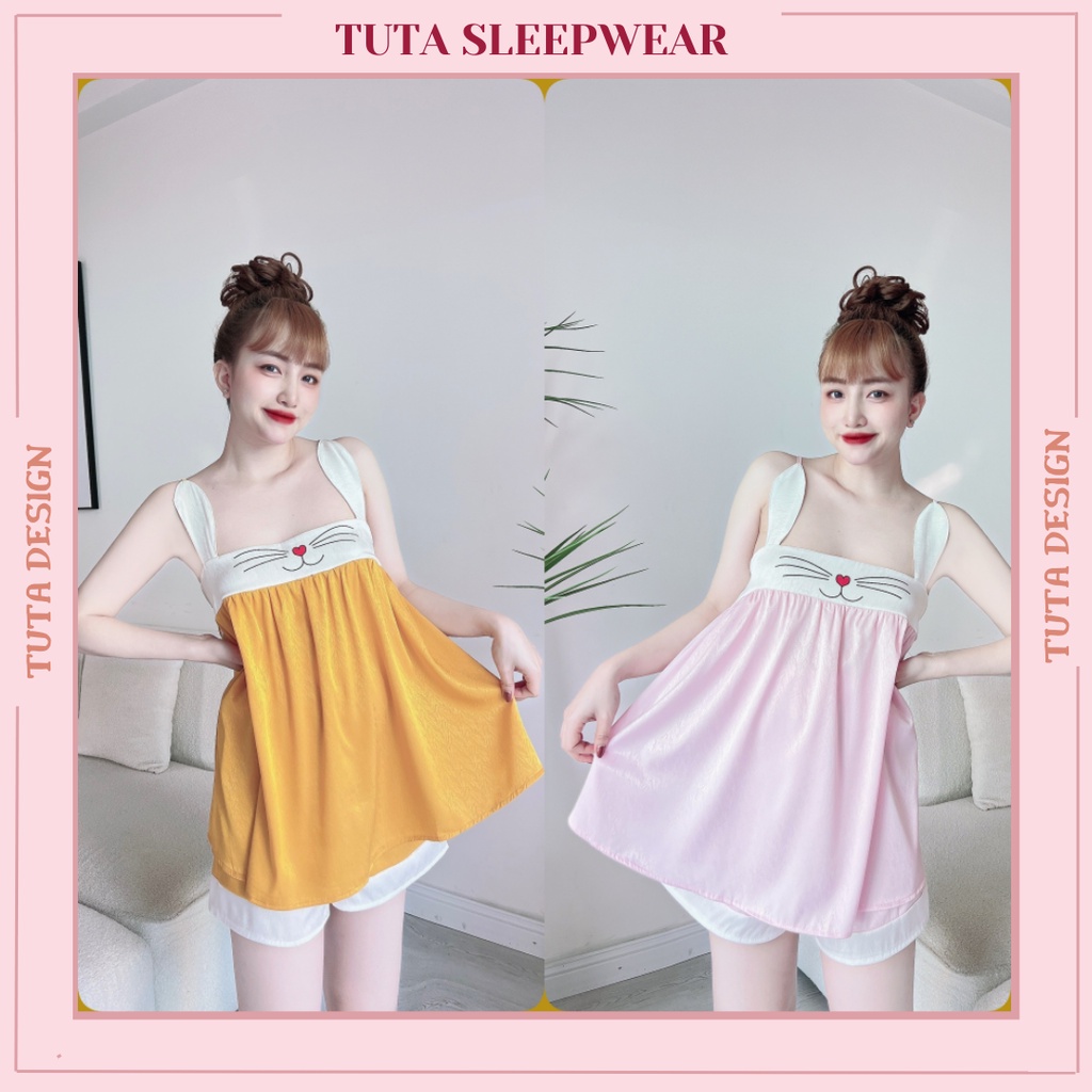 Đồ ngủ nữ sexy đồ bộ đùi mặc nhà dễ thương chất lụa mềm mượt thoáng mát BĐ201