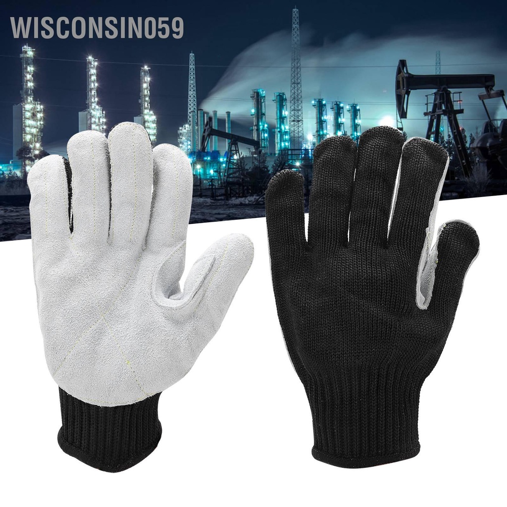 Wisconsin059 Pair Protective Gloves Grade 5 Anti‑Cutting Polyethylene Fiber Leather for Workshop Security