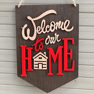 Bảng gỗ treo phòng Welcome to our home