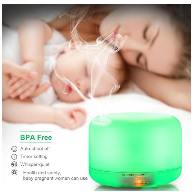 Máy Xông Tinh Dầu, Khuếch Tán, Phun Sương Trụ Tròn Dung Tích 300ml Có Điều Khiển Remote Từ Xa