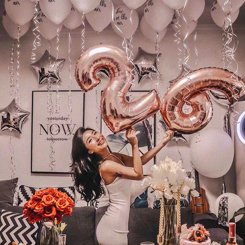 Rose Gold Helium 32/40" Birthday Party Number Foil Balloons 0123456789 Decor