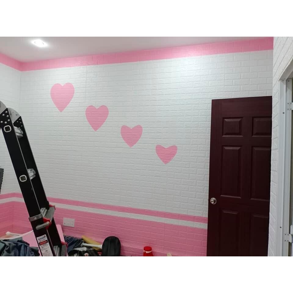 Xốp Dán Tường Giả Gạch Màu Trắng Khổ Lớn 70x77cm Loại 1 Siêu Dính Chống Ẩm Mốc
