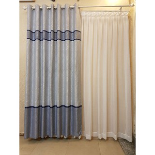 [Shopee trợ giá] Rèm cửa chống nắng dày, 190cmx270cm, khoen ore, xanh chân R1-49