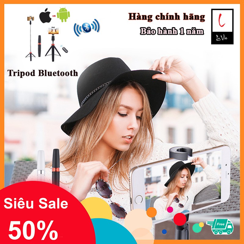 Tripod Bluetooth Gậy Selfie Chụp Hình Chống Rung Cao Cấp Có Chân Đỡ Dary