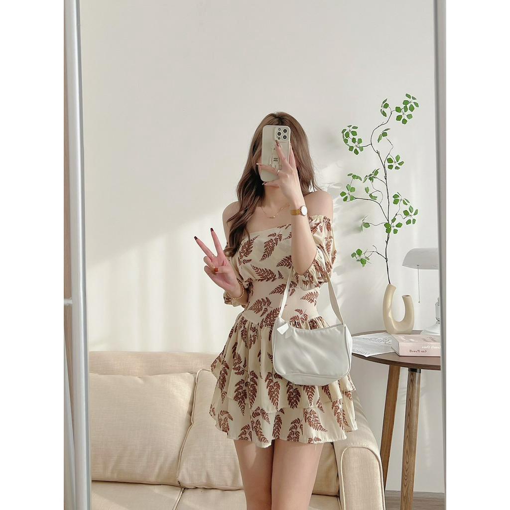 FREESHIPVáy hoa nhí 2 tầng tay phồng, đầm hoa vintage dáng xoè ngắn tiểu thư - KimDungFashionStore
