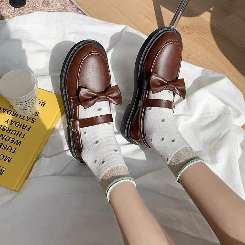 (ORDER) Giày LOLITA ullzang mũi tròn gắn nơ nhí BIG SIZE 35-43 | BigBuy360 - bigbuy360.vn