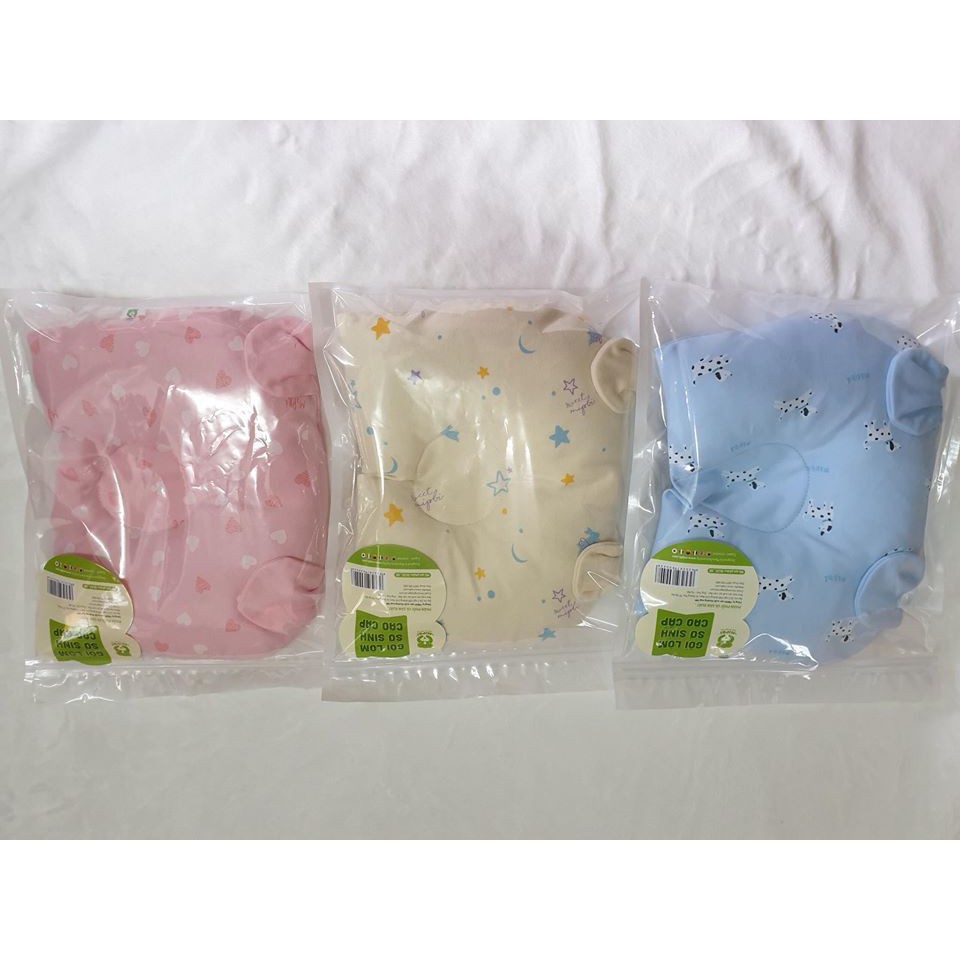 Gối Lõm Chống Bẹp Đầu Mipbi Cotton Chất Đẹp Cho Bé KT 20x23x2cm