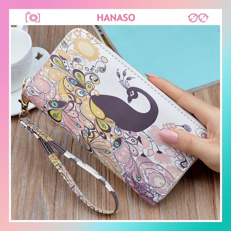 Ví bóp nữ cầm tay dài cao cấp phong cách Hàn Quốc chất liệu PU bền đẹp nhiều ngăn tiện lợi bỏ túi siêu hot HANASO VD003