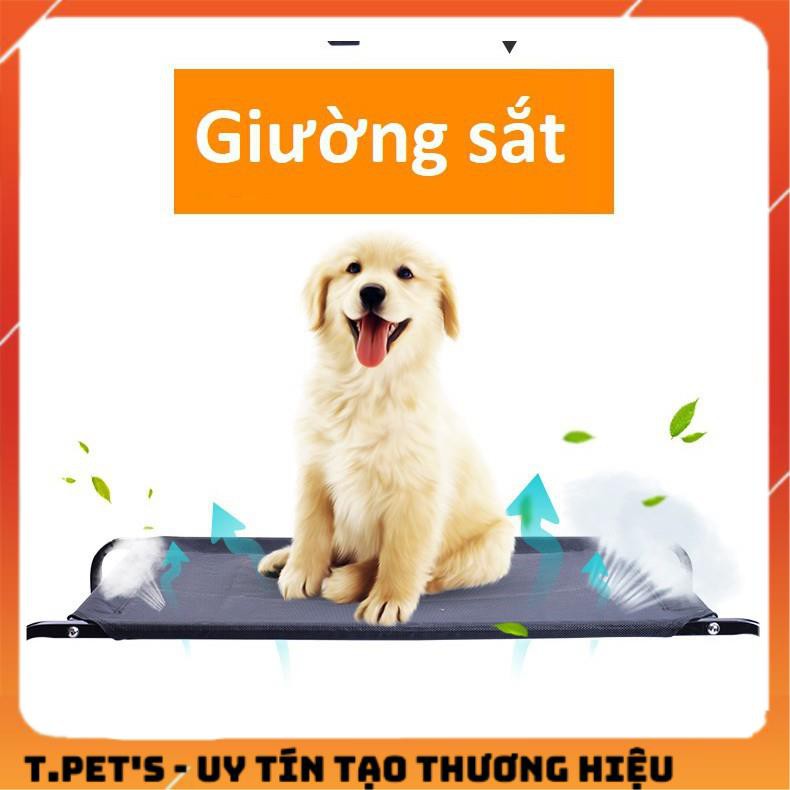 Giường chó mèo khung sắt chịu lục có thể gấp gọn loại có lưới thông thoáng cho chó mèo và các loại thú cưng