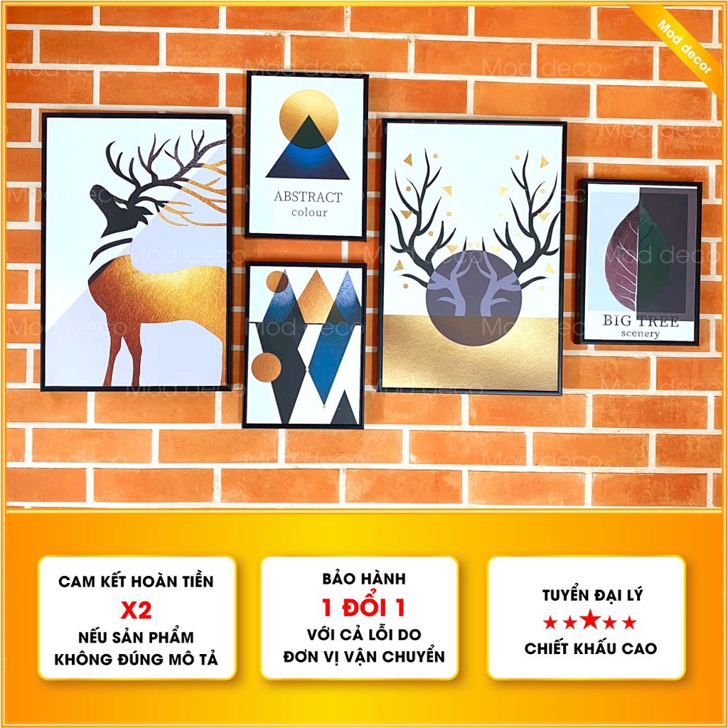 Set 6 Tranh Treo Tường, Tranh Phòng Khách, Tranh Phòng Ngủ, Tranh Dán Tường - Có Khung | 3H