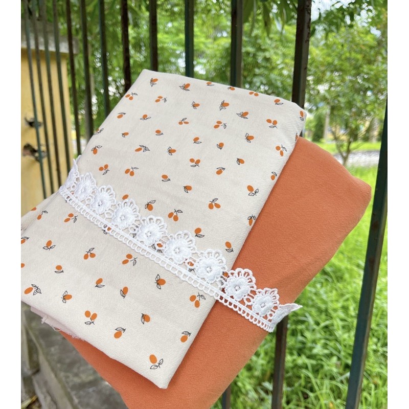 vải thô đũi mẫu thiết kế riêng ghép set gồm 1m màu trơn và 1m hoạ tiết dùng may váy,áo,đồ bộ
