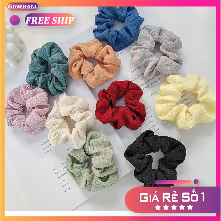 Dây Buộc Tóc  Dây Thun Cột Tóc Scrunchies Trơn Vải Đũi Đẹp Xinh Đáng Yêu