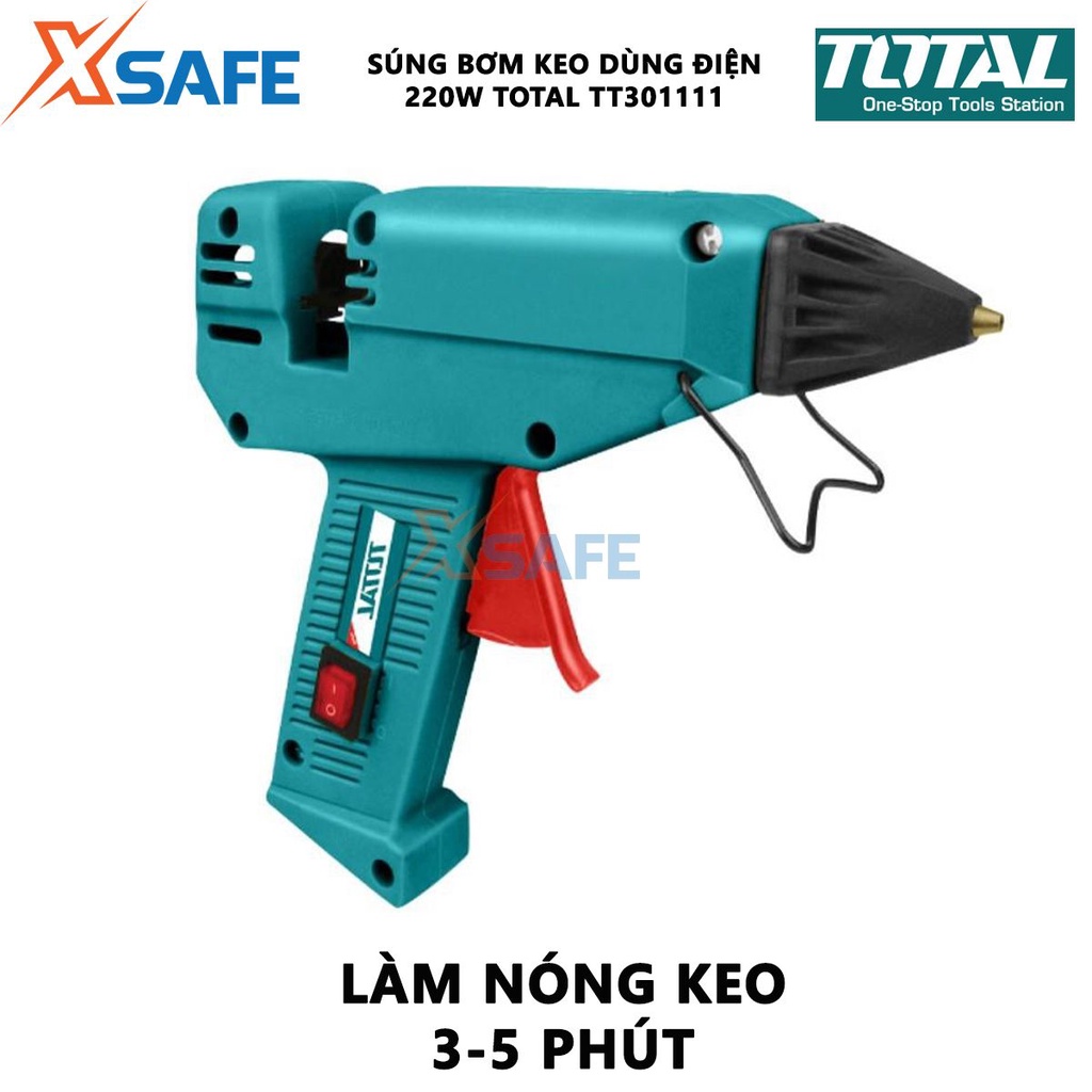 Súng bắn keo nến dùng điện Total TT301111 Súng bơm keo silicon, công suất 220W Khả năng bơm 20-30g/min - Chính hãng