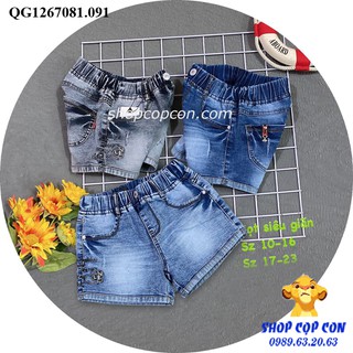 Quần short jean hình tim cho bé gái từ 22-50kg