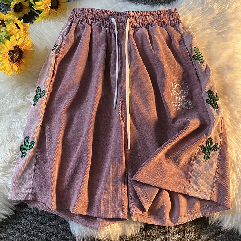 Quần Short Thể Thao Ống Rộng Có Dây Rút Thêu Họa Tiết Nhiều Màu Sắc Phong Cách Hip hop Dành Cho Nam