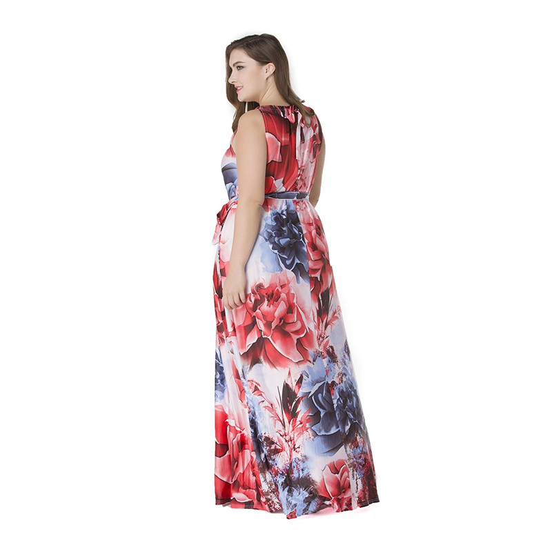 Đầm Maxi In Hoa Plus Size Phong Cách Vintage 2017