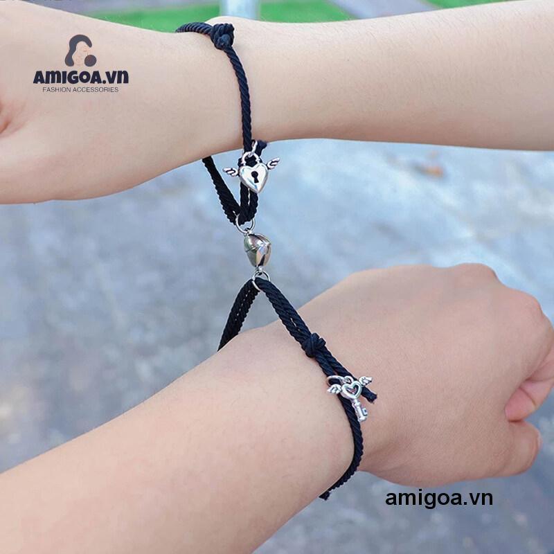 ✨✨Vòng Tay Thép Không Gỉ Mặt Trái Tim Từ Tính Thời Trang Cho Cặp Đôi