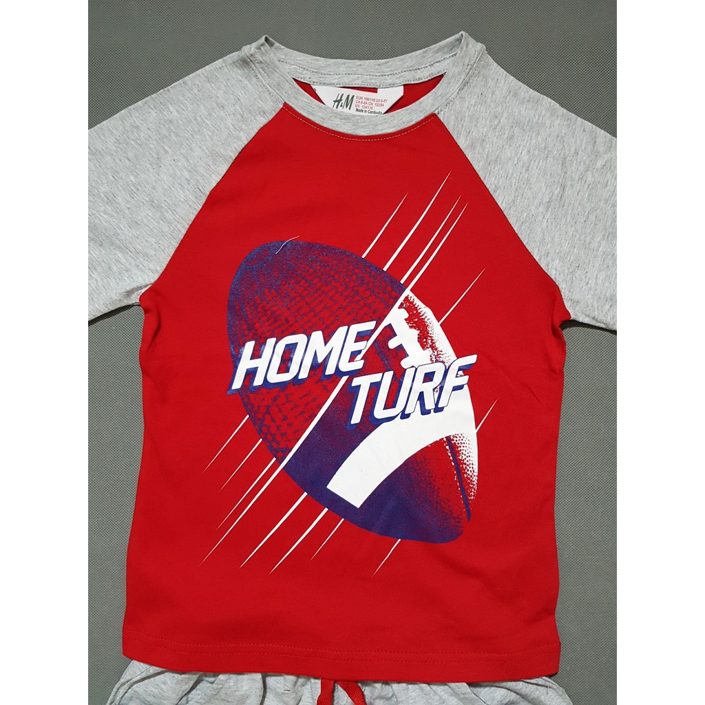 Bộ thun cotton mát mẻ tay ráp lăng in họa tiết khủng long thể thao cho bé trai