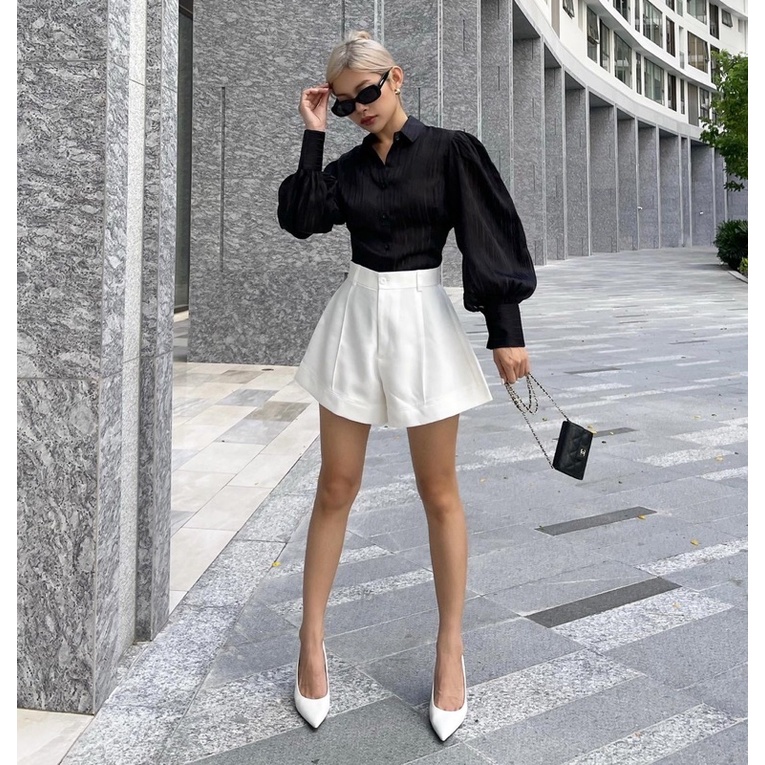 Áo sơmi lụa kim tuyến 3 màu trắng-xanh-đen