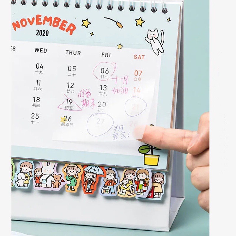 Giấy note trong suốt Béo shop giấy ghi chú 50 tờ chống nước bằng nhựa PET trang trí đánh dấu ghi nhớ dễ thương N05