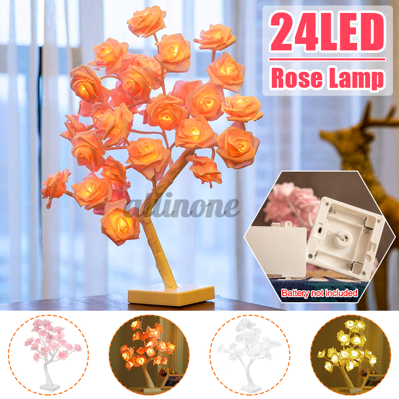 Battery Powered USB LED Rose Flower Fairy Tree Light Home Party Decoration Lamp