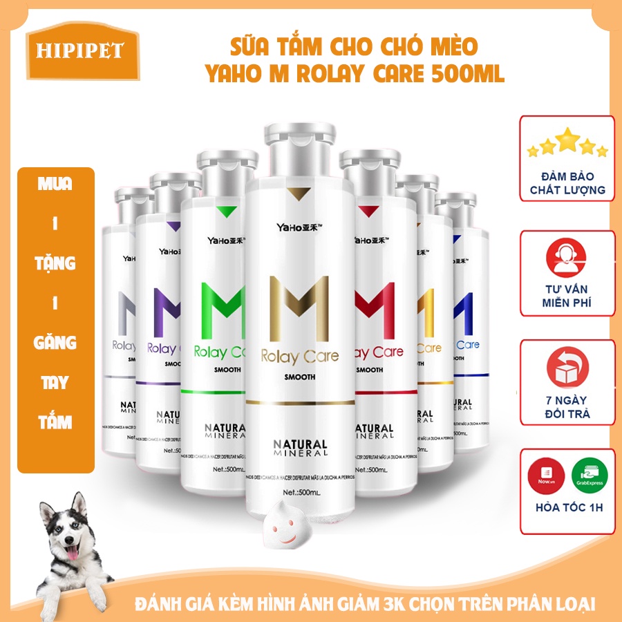 Sữa tắm cho chó mèo Yaho M Rolay Care 500ml chiết xuất thực vật hương thơm tự nhiên giúp mượt lông ,mềm mại-CSP66
