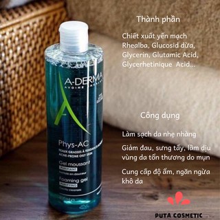 Sữa Rửa Mặt A-Derma Gel Moussant Purifiant Phys-Ac 200ml