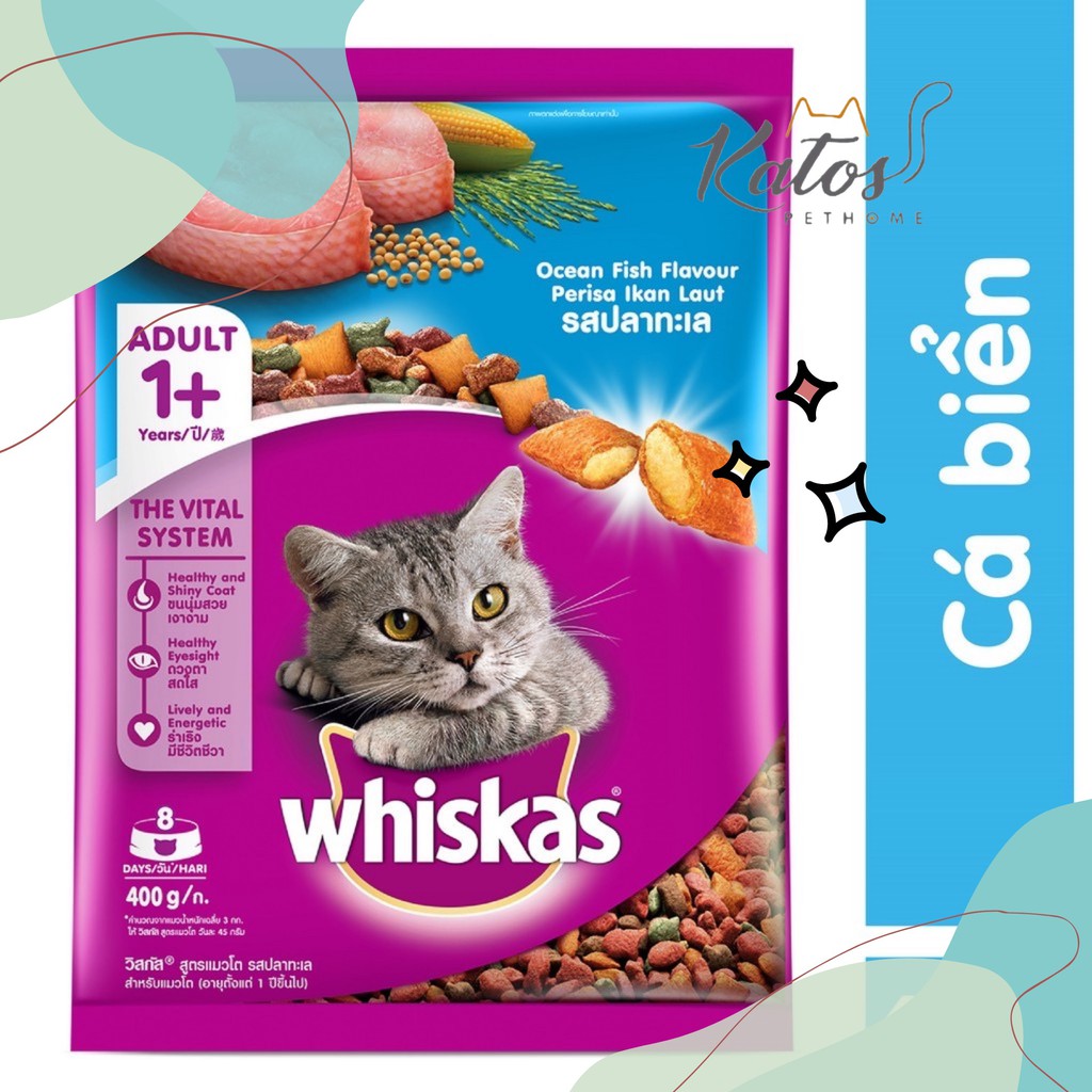 Hạt khô mèo Whiskas túi 400gr