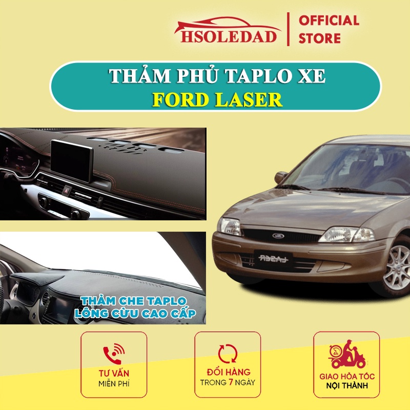 Thảm taplo Ford LASER bằng lông Cừu 3 lớp hoặc Da Cacbon