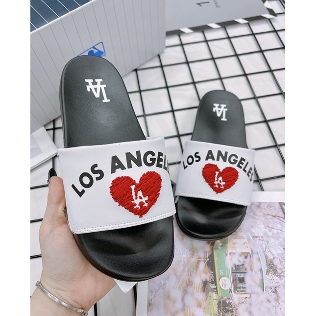 [CHÍNH HÃNG] DÉP MLB KOREA NEW MOUND NY LA HEART - LOGO THÊU NỔI - DÉP QUAI NGANG AUTHENTIC - FULLBOX ĐẦY ĐỦ TEM TAG