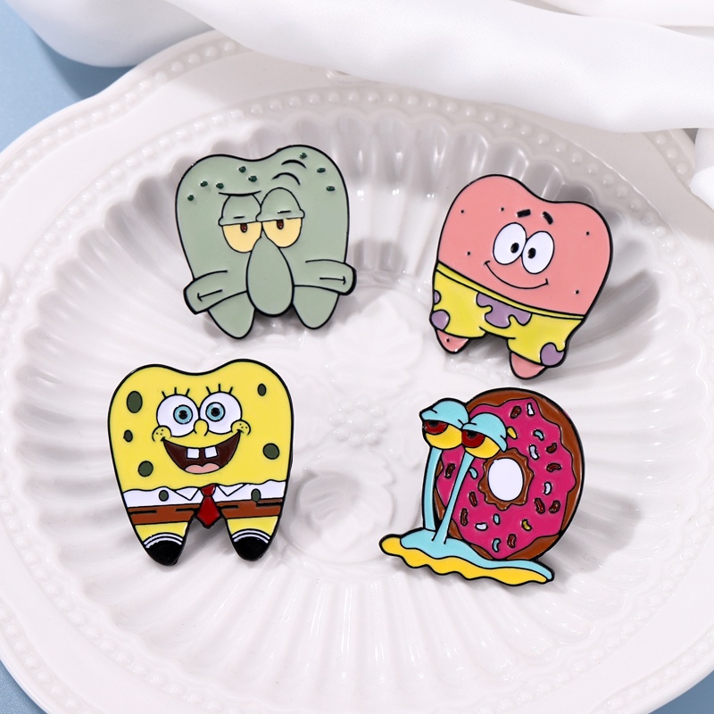 Huy Hiệu Cài Áo Hình Bọt Biển Tinh Nghịch Hoạt Hình SpongeBob Patrick