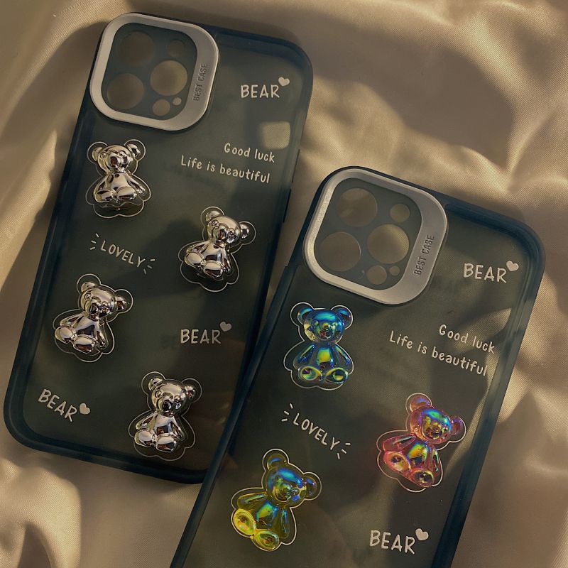 Ốp điện thoại silicon mềm trong suốt họa tiết gấu nhỏ 3D thích hợp cho IPhone 12 13 11 Pro Max X Xs Max Xr 78 Plus