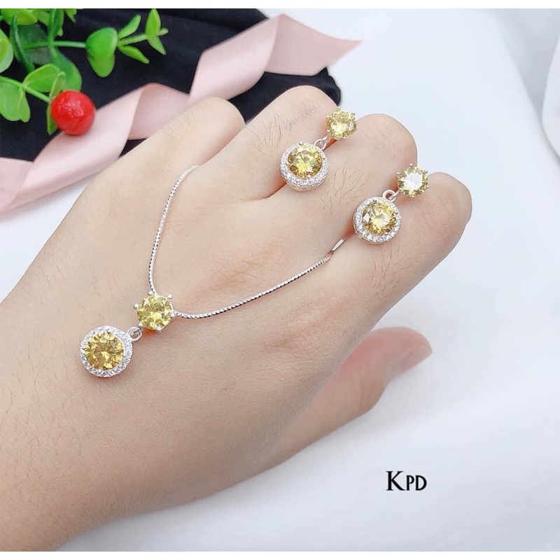 bộ trang sức bạc đá tự nhiên