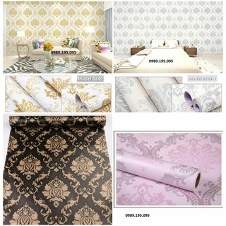 decal giấy dán tường hoa văn châu âu tân cổ điển có keo sẵn