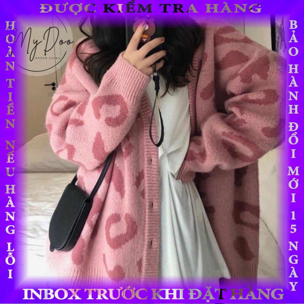 Áo khoác cadigan len họa tiết da báo dáng dài- CLG02 hoangle