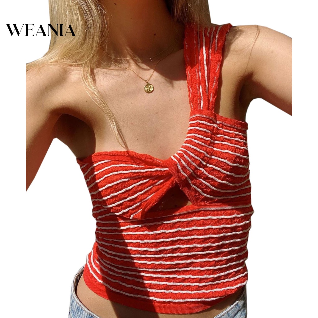 Áo Dệt Kim Sát Nách Kẻ Sọc Ngang Trẻ Trung Hợp Thời Trang Cho Bạn Gái