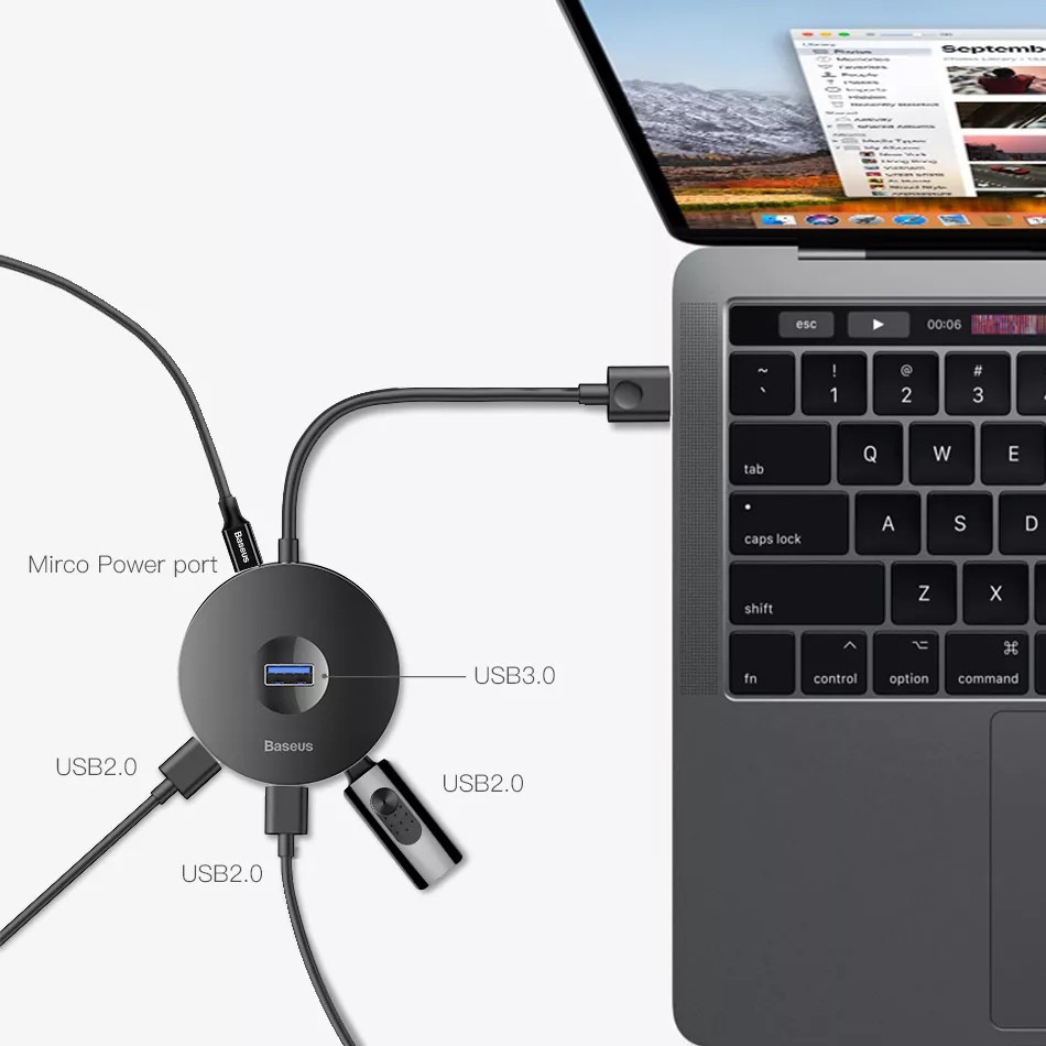 ▽▫HUB Chuyển Đổi Xiaomi Baseus Từ USB 3.0 / Type C Sang USB3.0 + 3 USB2.0 Cho Macbook Pro/Ổ Cứng Máy Tính