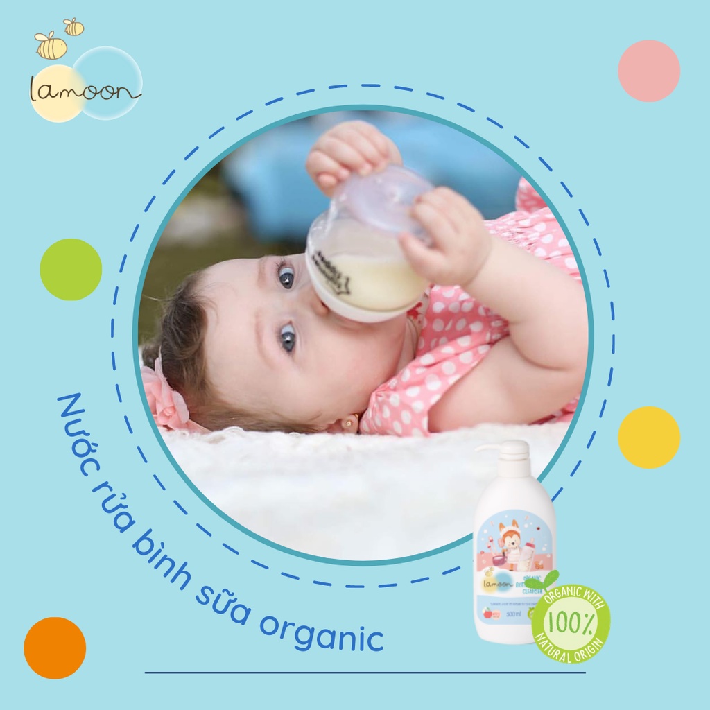 Nước rửa bình sữa Organic cho bé Lamoon - Bình 500ml