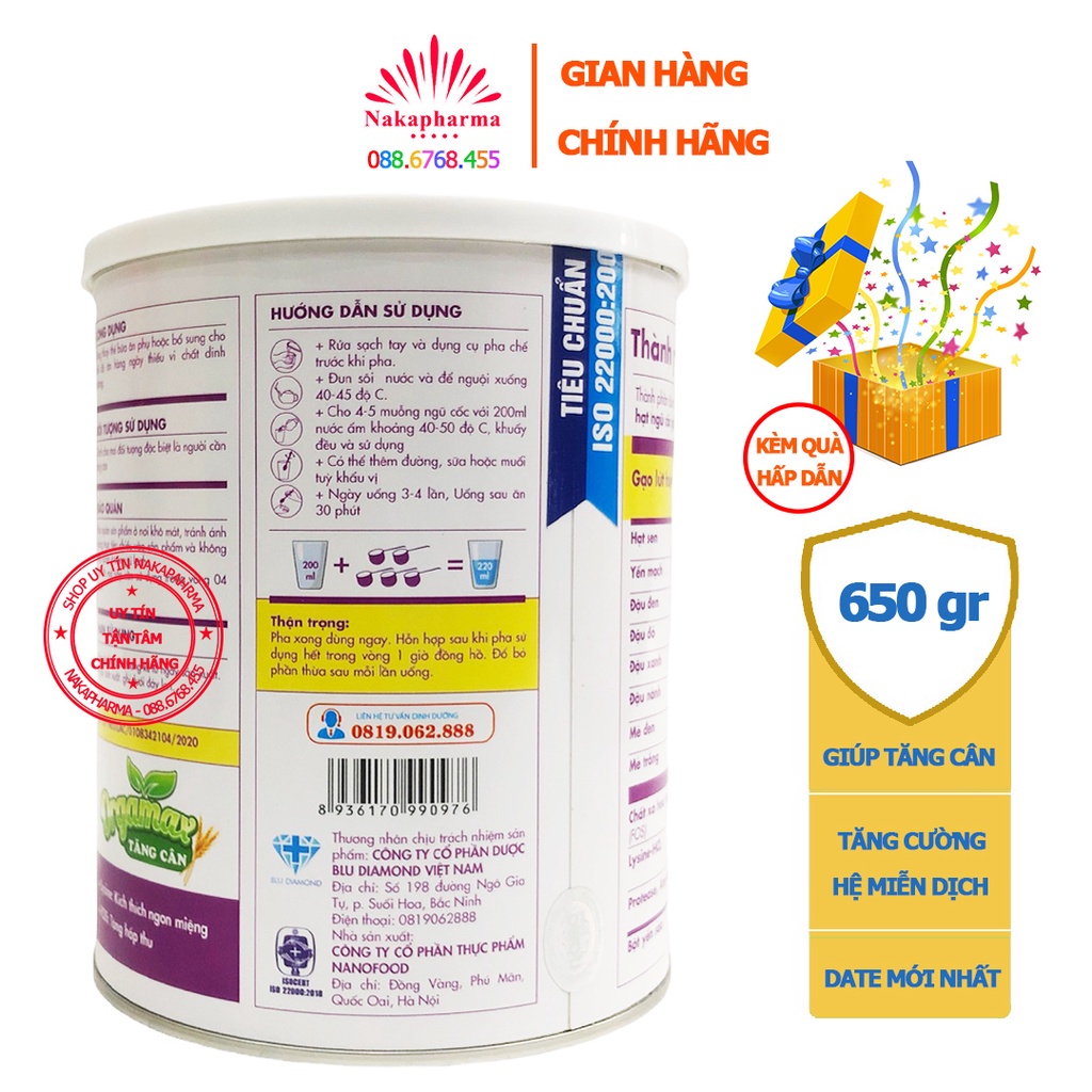 Ngũ Cốc Cereal Orgamax Nestlac Tăng Cân 650g – Khuyên dùng cho người gầy còm, suy dinh dưỡng, chơi thể thao