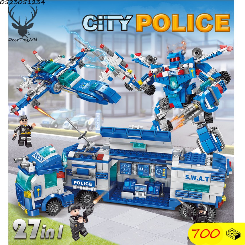 [700 CT-TÚI BÓNG] BỘ ĐỒ CHƠI XẾP HÌNH LEGO CẢNH SÁT, LEGO OTO, LEGO ROBOT, LEGO THUYỀN, LEGO TRỰC THĂNG, LEGO XE SWAT