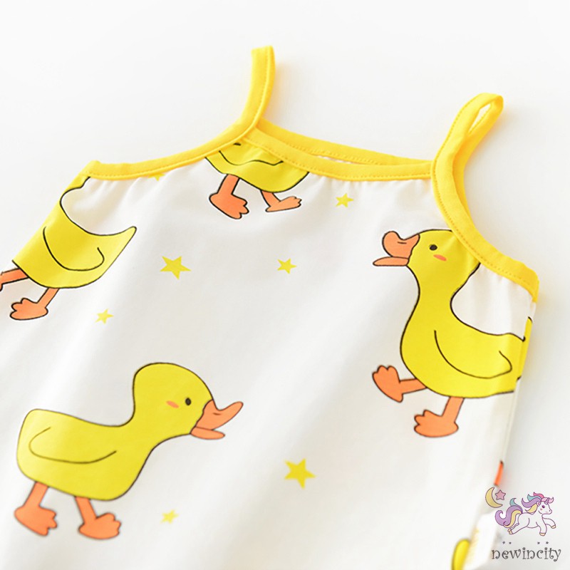 Bộ Áo Liền Thân Không Tay Bằng Vải Cotton In Họa Tiết Hoạt Hình Thời Trang Mùa Hè Kiểu Hàn Cho Bé Trai Và Bé Gái