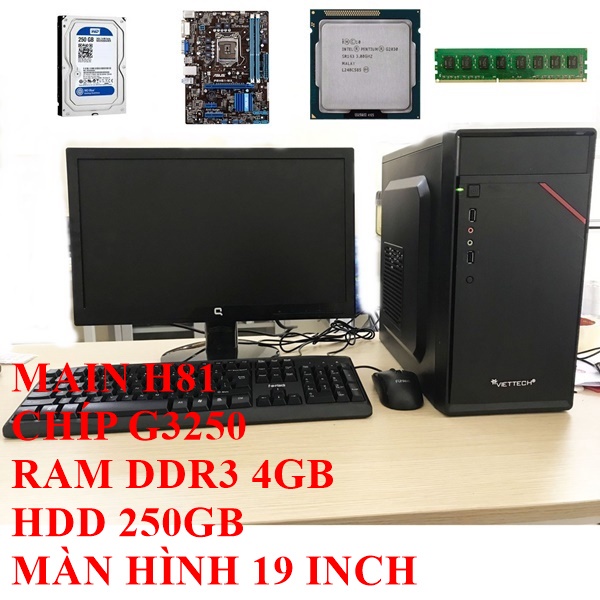 Bộ máy tính văn phòng H81 G3250 /4GB /250GB Màn hình 19 inch | BigBuy360 - bigbuy360.vn