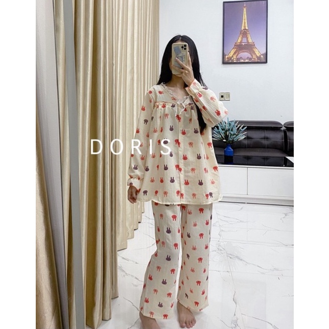 Bộ Bầu Pyjama cổ pha ren B066 -bộ đồ mặc nhà cho phụ nư có thai &amp; sau sinh