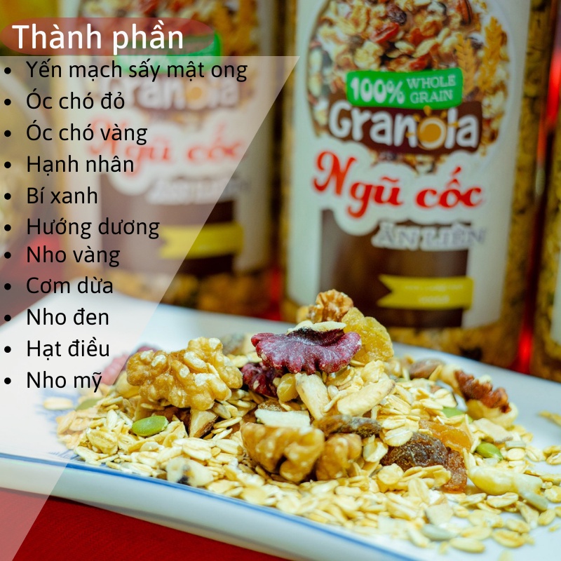 Ngũ cốc giảm cân granola sấy không đường được mix 11 loại Hạt &amp; Quả dinh dưỡng eat clean