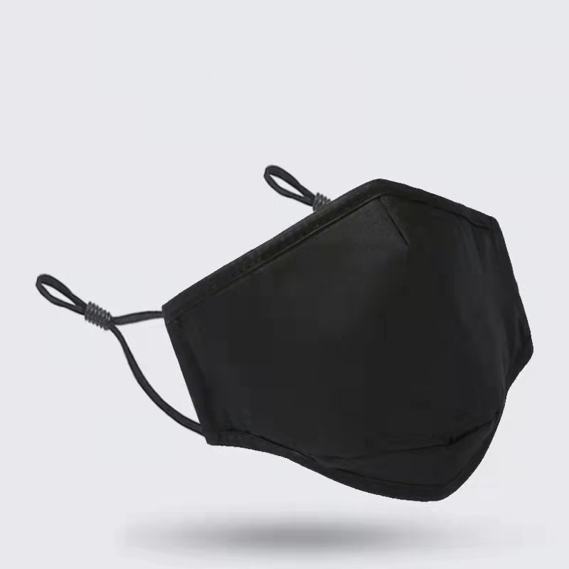 [Hàng mới về] Khẩu trang cotton chống bụi pm2.5 dày 3 lớp thoáng khí màu đen trơn dành cho nam và nữ