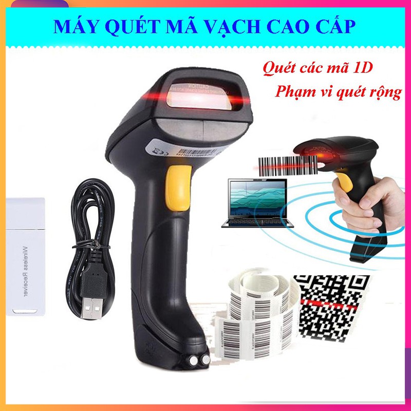 Máy quét mã vạch không dây, đầu đọc mã vạch - súng bắn mã vạch wireless 2.4G chất lượng cao - Bảo hành 12 tháng